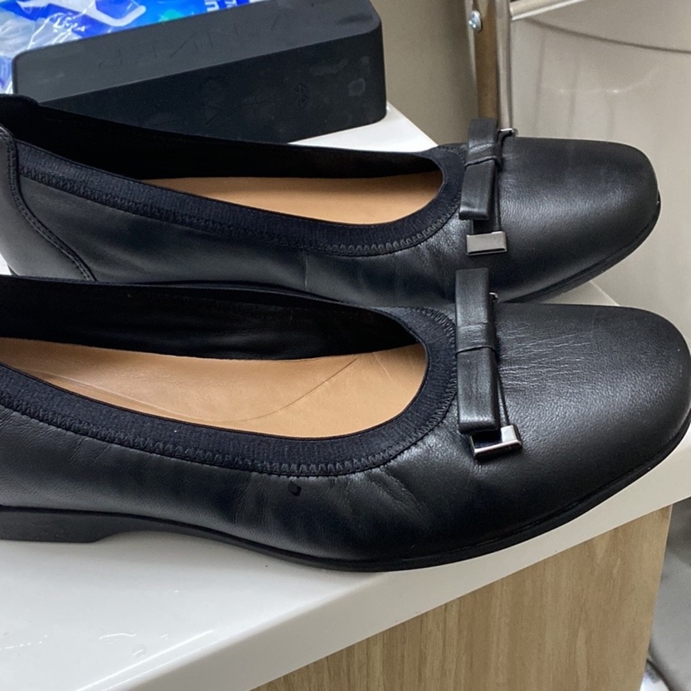 Clarks Black Leather Flats